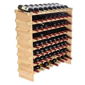 VEVOR 72 Bottle Stackable Modular Wine Rack, 8-Tier Solid Bamboo Wood Storage Racks, Floor Freestanding Wines Holder Display Shelf