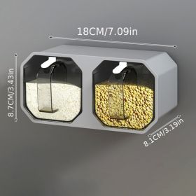 1pc Punch-free Wall-mounted Seasoning Box; Seasoning Jar; Kitchen Seasoning Storage Container; Seasoning Bottle; Spice Box Organizer; Seasoning S (Color: Gray Two Grids)